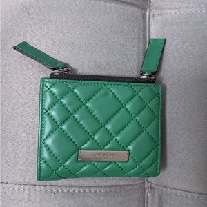 Kurt Geiger Green Quilted Wallet with Silver Accents